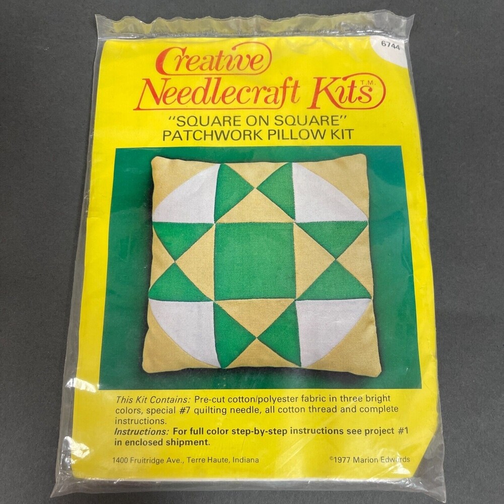 1977 Marion Edwards Creative Needlecraft Square‎ on Square Patchwork Pillow Kit